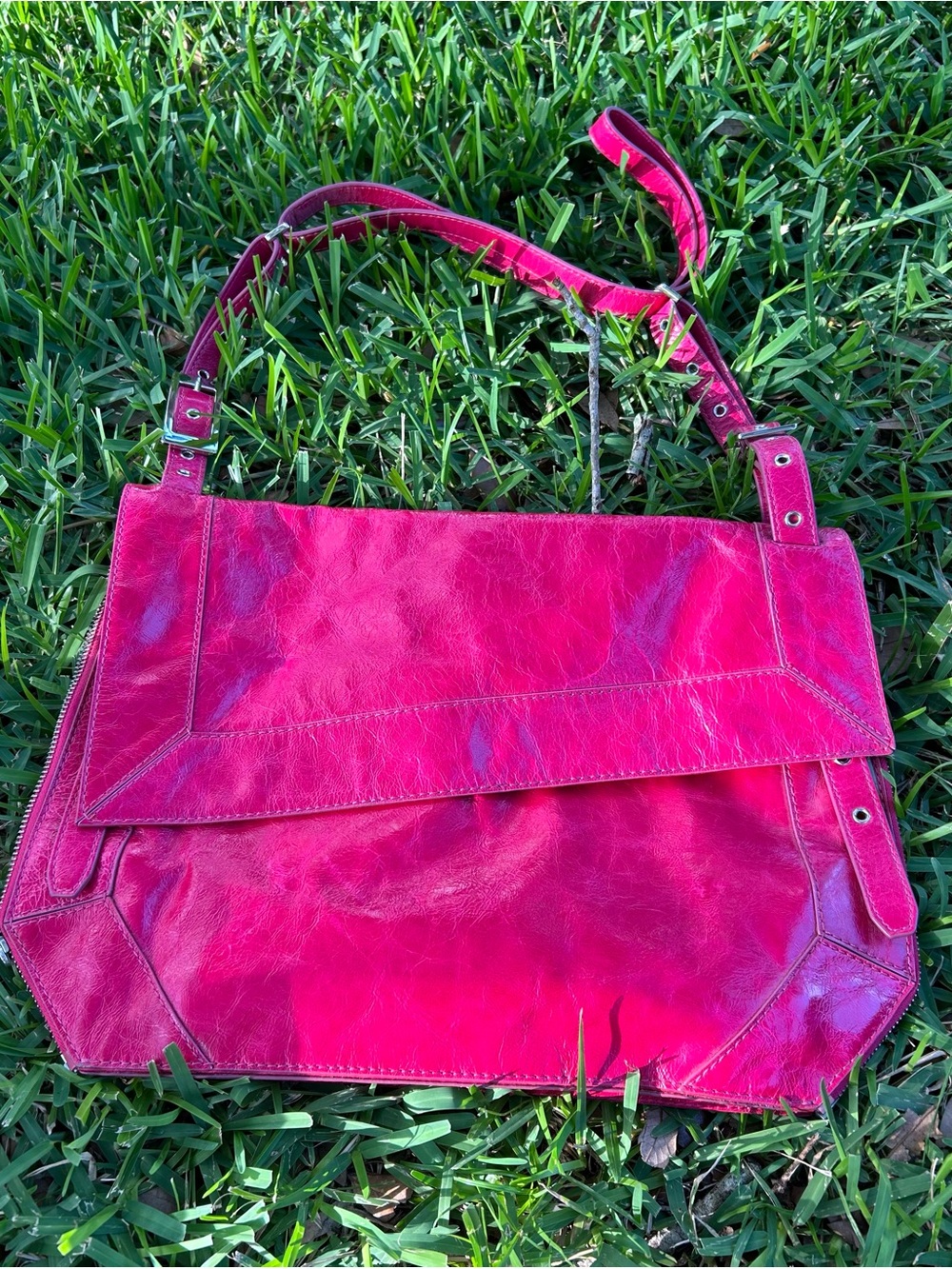 Kooba Fuchsia Leather Messenger Bag - Picture 10 of 12